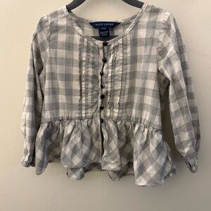 Ralph Lauren Girls Peplum Plaid Blouse in Gray and White (3T)